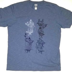 Uniqlo UT Hokusai Blue Mens T-Shirt | Gray/Blue